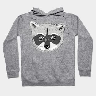 Raccoon Head Front Drawing Hoodie